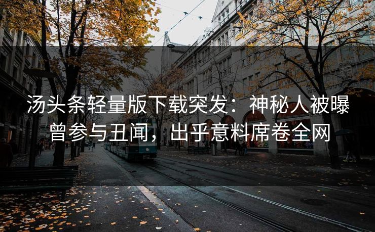汤头条轻量版下载突发：神秘人被曝曾参与丑闻，出乎意料席卷全网