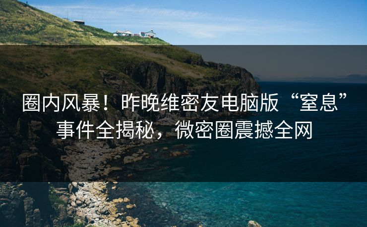 圈内风暴！昨晚维密友电脑版“窒息”事件全揭秘，微密圈震撼全网