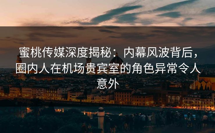 蜜桃传媒深度揭秘：内幕风波背后，圈内人在机场贵宾室的角色异常令人意外