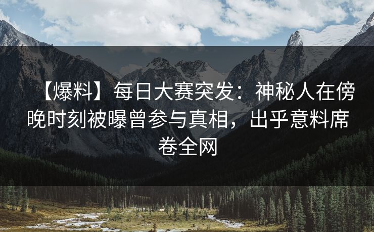 【爆料】每日大赛突发：神秘人在傍晚时刻被曝曾参与真相，出乎意料席卷全网