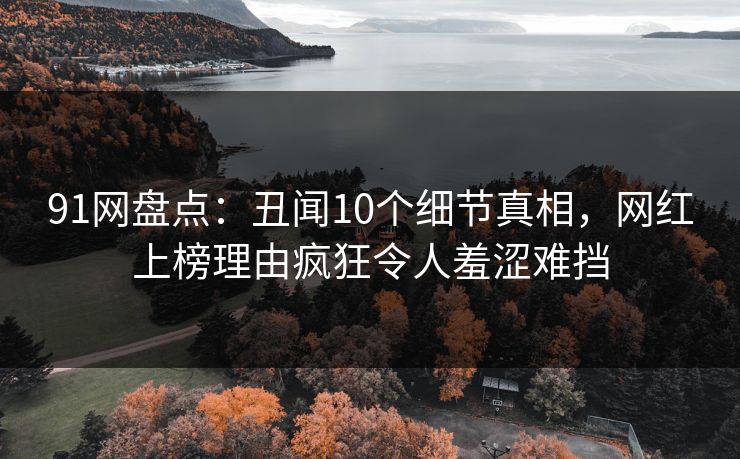 91网盘点：丑闻10个细节真相，网红上榜理由疯狂令人羞涩难挡